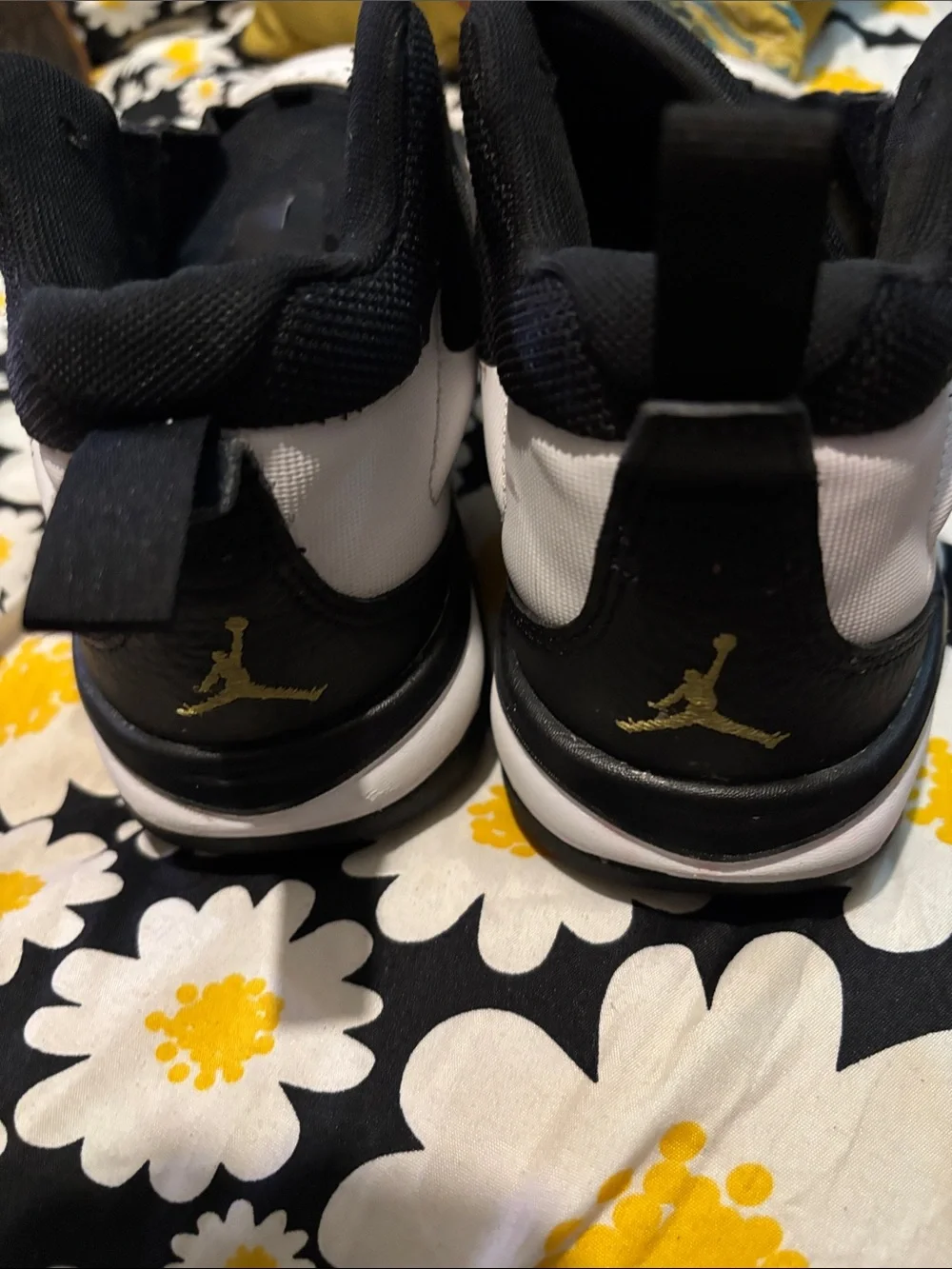 Jordan  Black, White & Gold High-Top Sneakers